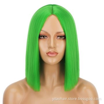 Pink Color Bob Non Lace Wigs Synthetic Hair Wholesale 613 Blonde Blue Red Green Grey Ombre Short Bob Wigs for Black Women